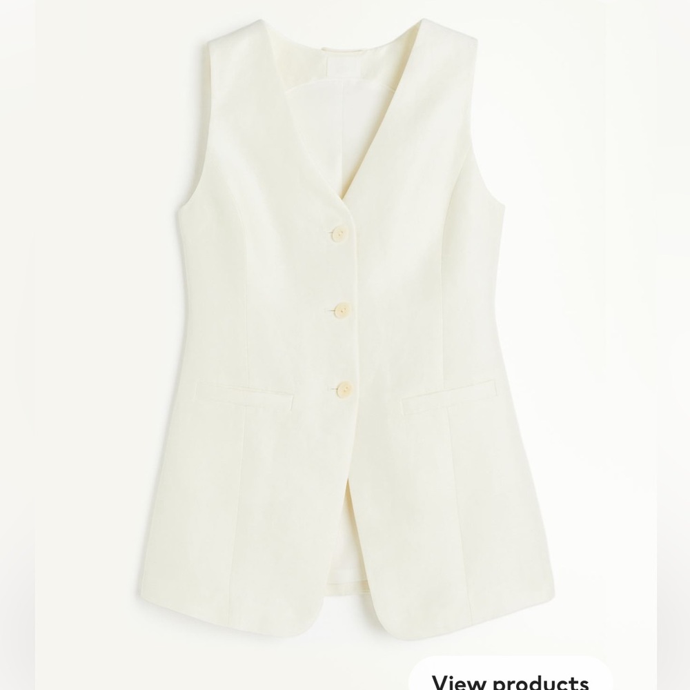 H&M Cream Sleeveless Blazer Top